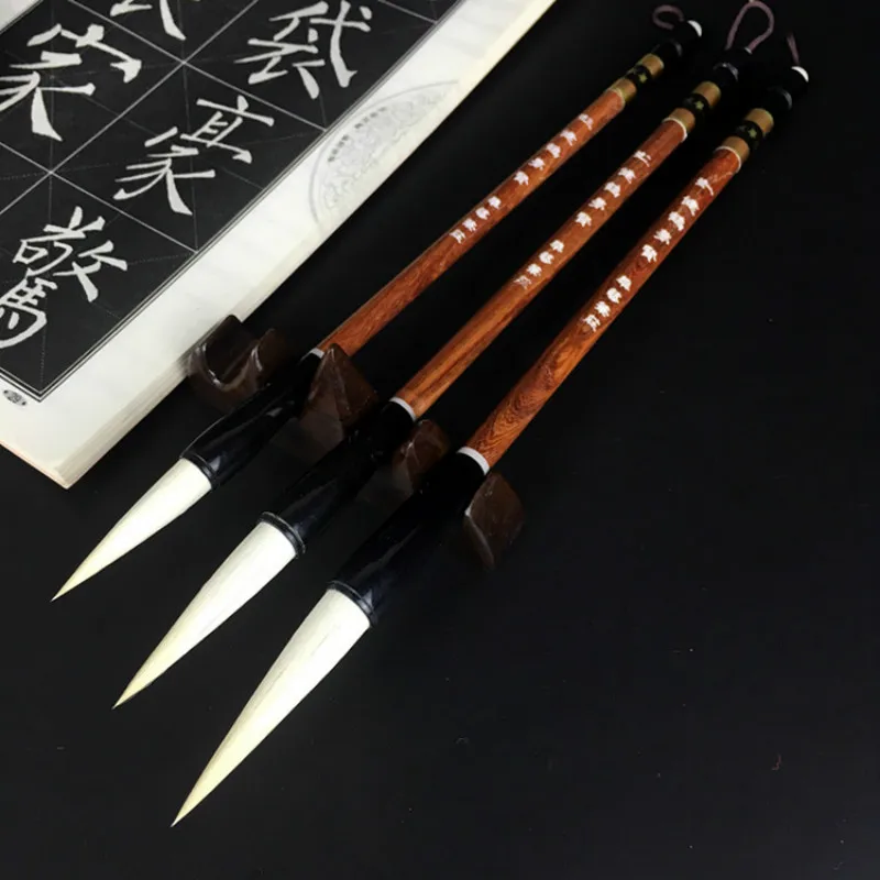 3pcs/set Woolen Writing Brush Regular Script Writing Brush Special Calligraphy Pen for Chinese Painting Student Calligraphy Pen