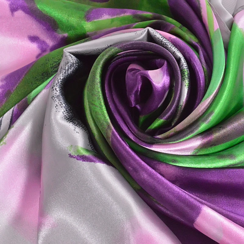 BYSIFA-Lenço de seda de poliéster feminino, xale quadrado grande, hijab estampado, roxo e cinza, moda, novo estilo, 90x90cm