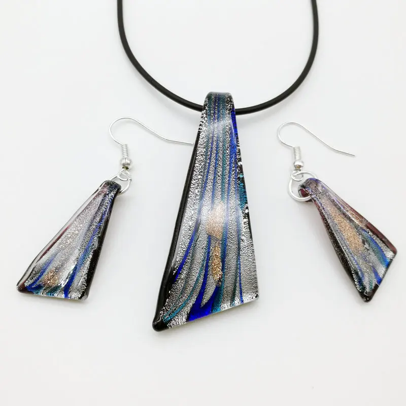 6sets Fashion Knife Shape Mix Colors Murano Lampwork Glass Necklace Earring Jewelry Set,