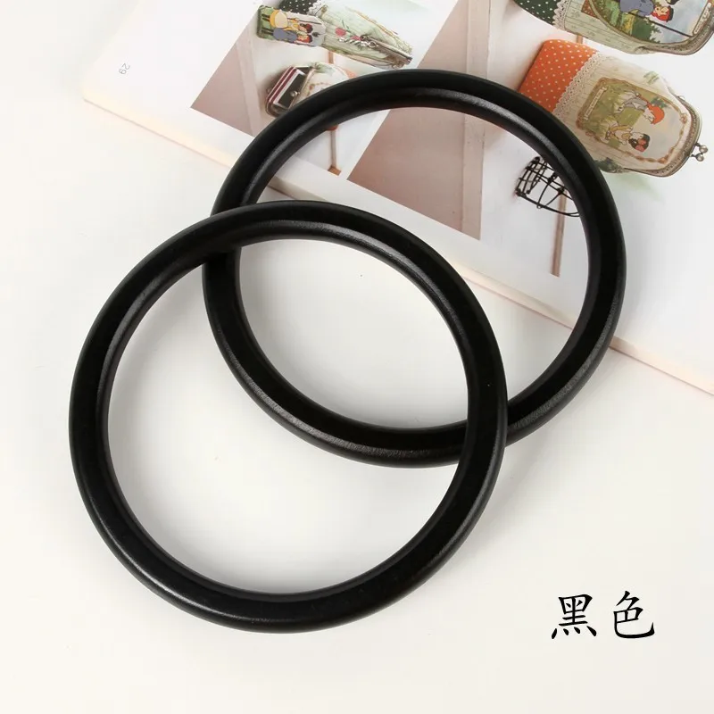 Five Pairs Diameter 14cm Round Wood Bag Handle DIY Accessories Obag Handle High Quality Surface Brown Black Wholesale