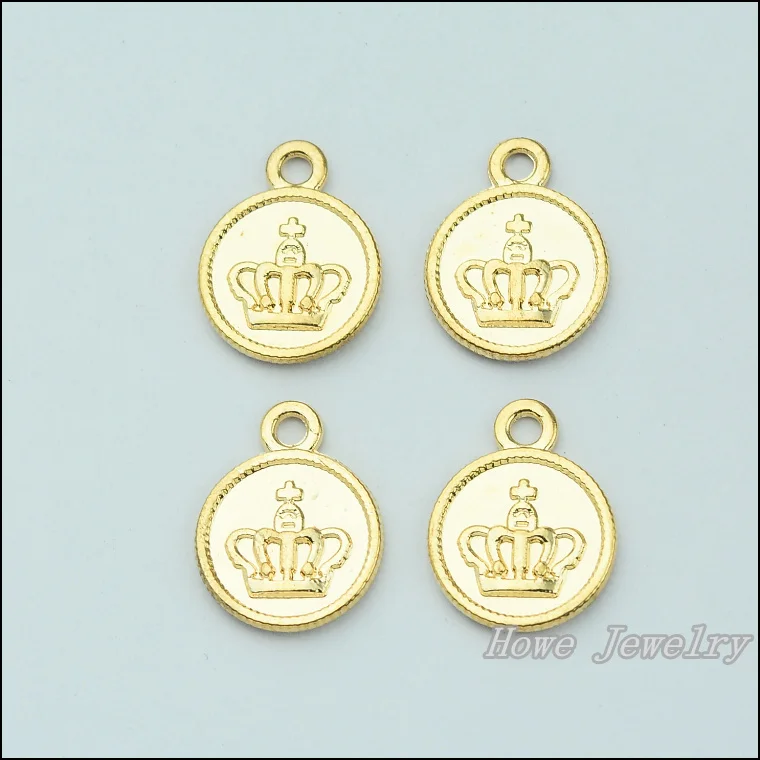 

Wholesale 75 pcs Enamel Alloy Gold-color Jewelry Imperial crown Pendants charms for bracelet necklace DIY jewelry making JC-668