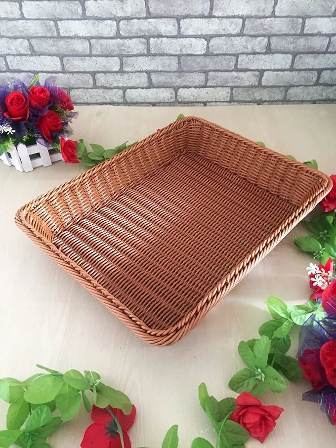 Plastic Handwork Rattan Flowers Basket Food Storage Shop Storage Fruit & Vegetable Basket Living Room Home Personality Bread Box