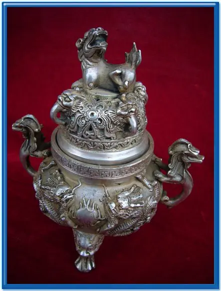 

Collectable Qing Dynasty (QianLong1722-1783)Silver Dragon Incense Stove\Censer,Decoration,Free Shipping