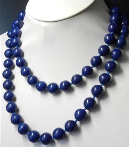 

Fashion jewelry 10mm blue lapis lazuli necklace long 35"