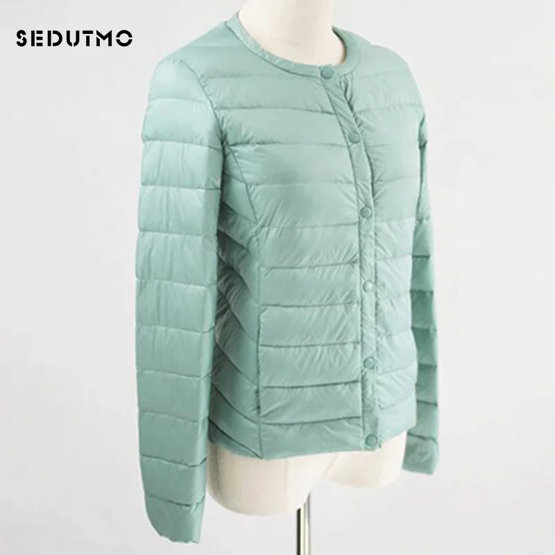 SEDUTMO Spring Ultra Light Duck Down Jackets Women Coat Winter Short Black Autumn Long Sleeve Jacket ED151