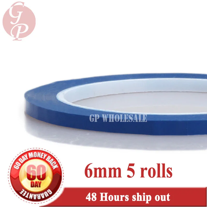 5x 6mm*66M*0.06mm PET Anti-Flame High Temperature Insulation Adhesive Mylar Tape for Transformer Wrap Blue  #1212