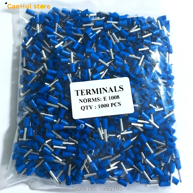 100pcs E1008 Tube insulating terminals AWG 18 Insulated Cable Wire 1mm2 Connector Insulating Crimp Terminal Connect