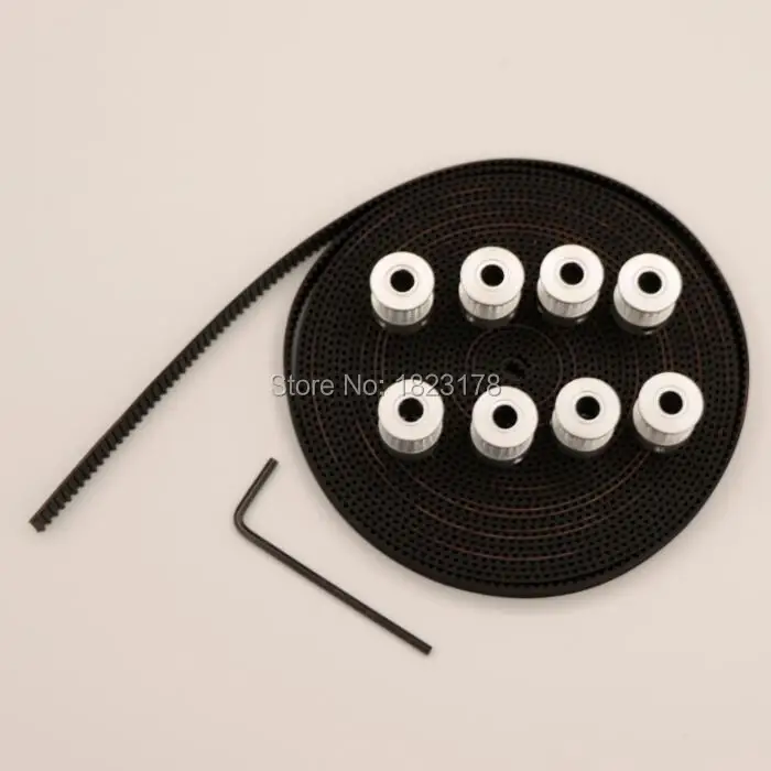 

8pcs Timing Pulley GT2 20 teeth Bore 5mm + 5Meters GT2 timing Belt Width 6mm 2GT belt for RepRap Prusa Mendel 3D