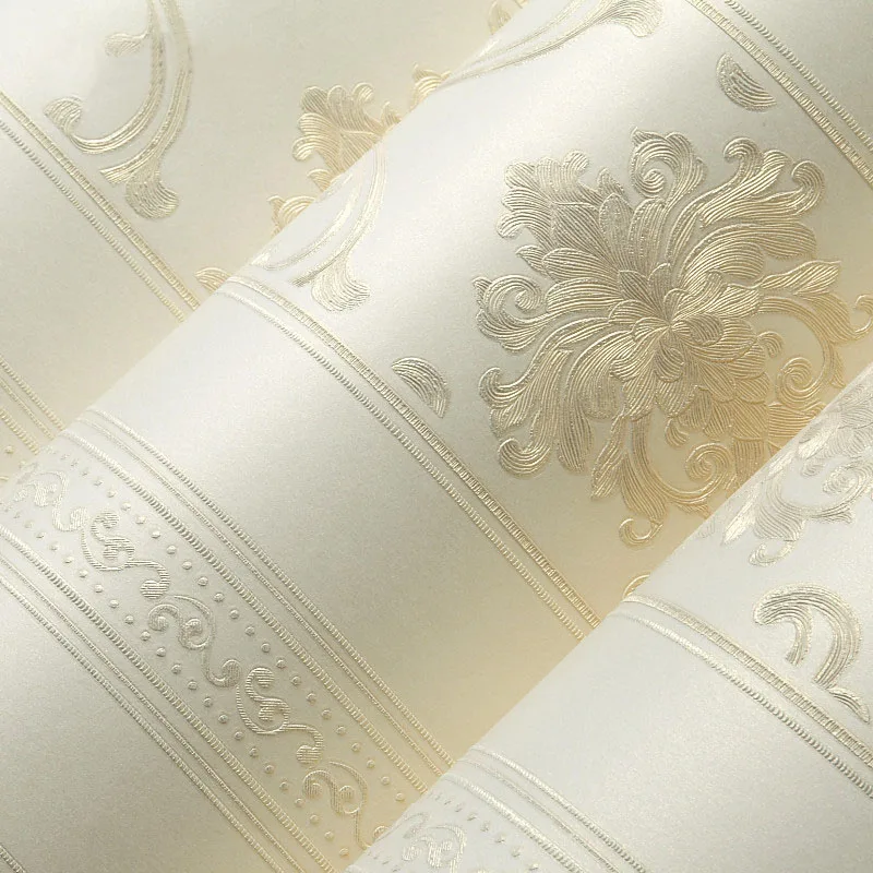 High Quality Deep Texture Relief 3D Wallpaper European Style Damask Vertical Striped Non-woven Wallpaper Wall Covering Tapety 3D