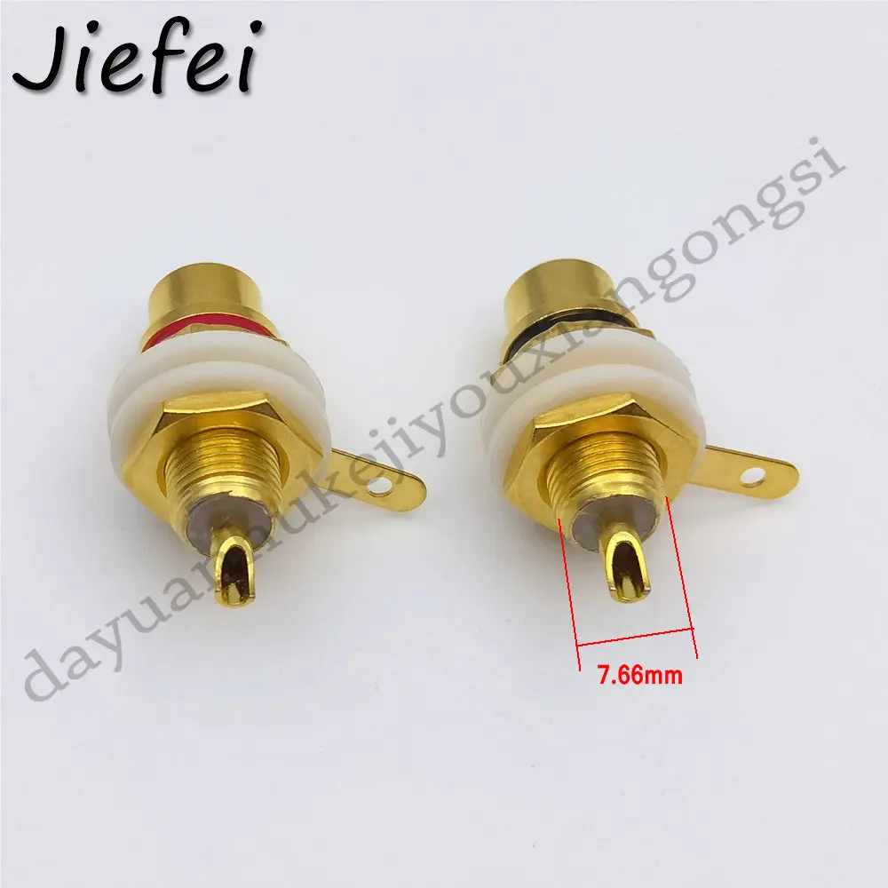 50Pcs Red+ Black Panel Mount Gold Plated RCA Female plug Jack Audio Socket Amplifier Chassis Phono Connector with nut solder