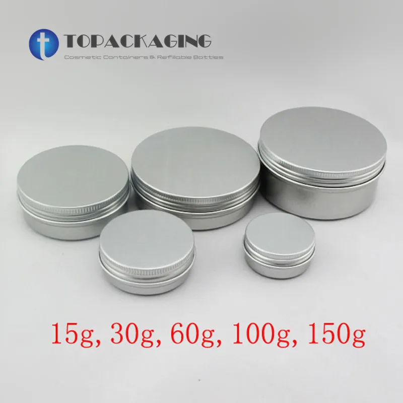 50PCS/LOT-100G Cream Jar,Aluminum Cosmetic Container,Empty Lotion Canister,Sample Mask Sub-bottling,Screw Cap Pot