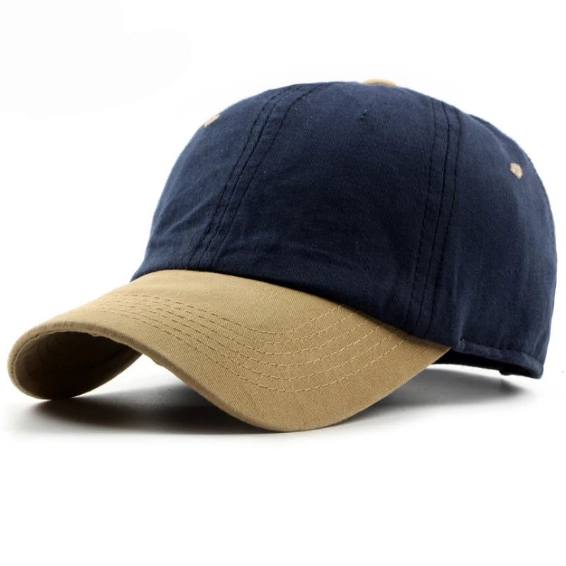 HT1186-gorra de béisbol lisa de lona de algodón para hombre y mujer, gorro con Cierre trasero de dos tonos, informal, 6 paneles