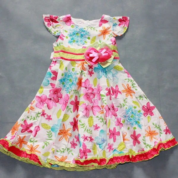 Fashion girls' summer flower dress 100% cotton children's large skirt dress performance clothing 3-10t