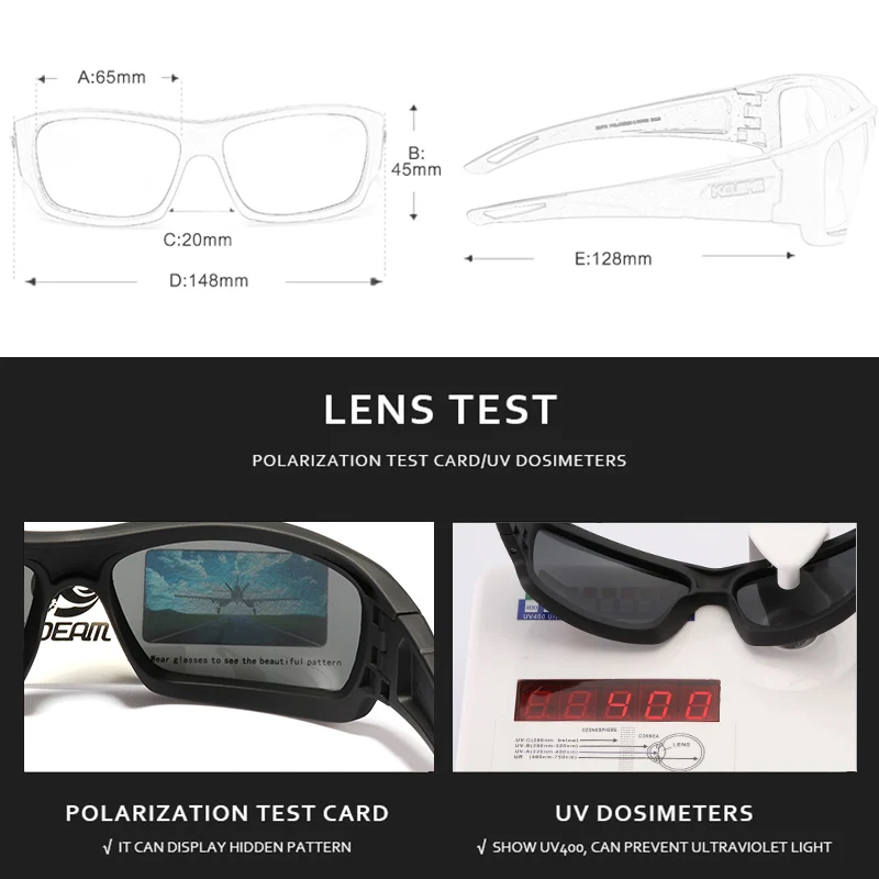 KDEAM New Sports Polarized Sunglasses Men Multi Layer Coating Lens Sun Glasses for Driving Fishing Exploring