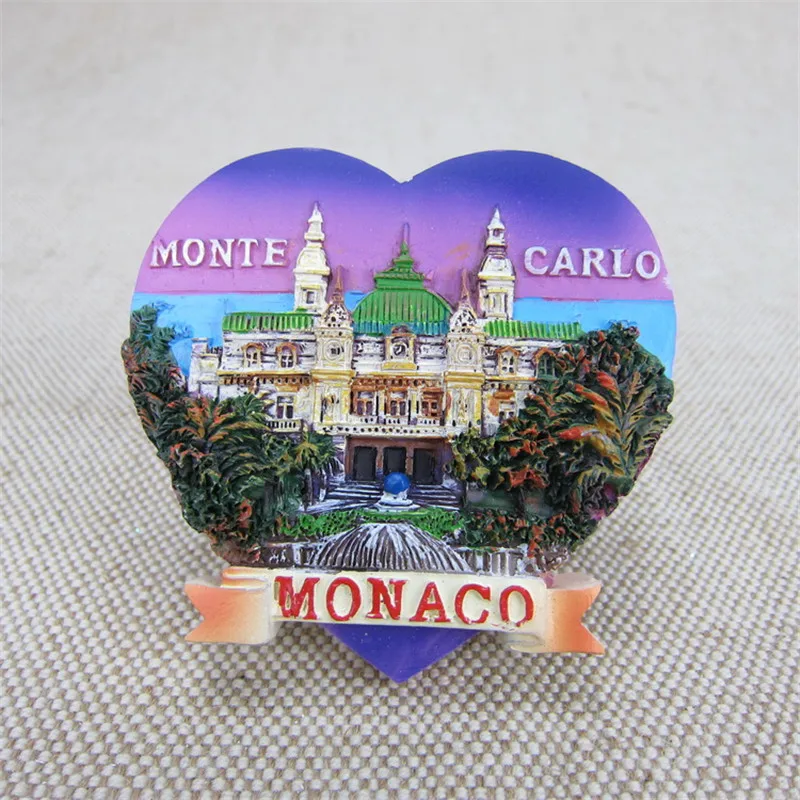 Monaco Fridge Magnet Monte Carlo Creative Tourism Souvenirs Heart-shaped Magnetic Refrigerator Stickers