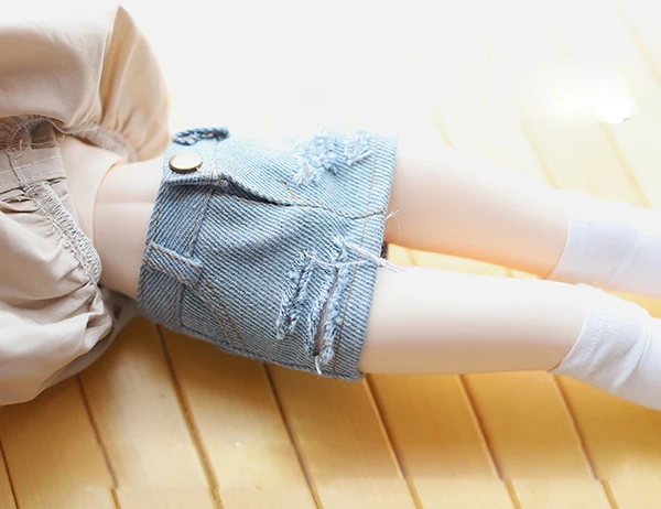 D01-P288 الأطفال اليدوية لعبة 1/3 1/4 العم ملابس دمى BJD/SD دمية الضوء الأزرق فرك ثقب أجاد الدنيم تنورة 1 قطعة