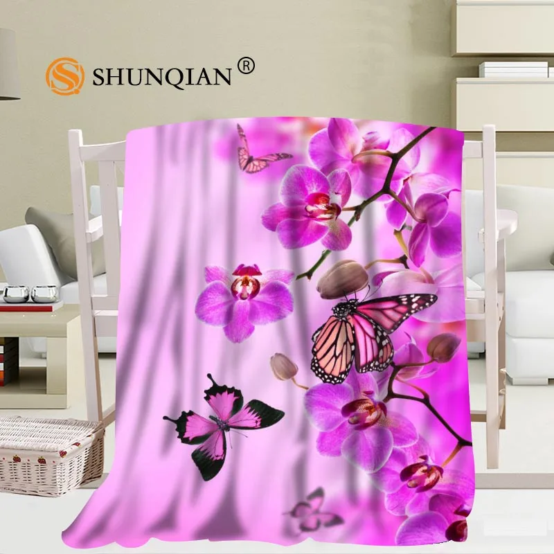 Custom butterfly flowers Blanket Manta Falafel Blanket Sofa/Bed/Plane Travel Plaids Bedding Set 56x80inch 50X60inch 40X50inch