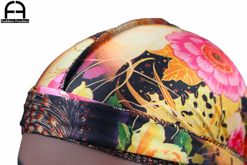 Fashion Men\'s Silky Durags Turban Bandanas Printed Flower Men Durag Wave Caps Headwear Doo Rag Hair Accessories Headwrap Du Rag