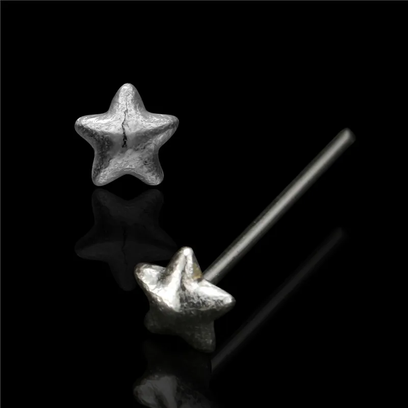 24Pcs/Box Star Shape Sterling Silver Nose Pin Body Piercing Jewelry Piercing Nariz Plata Percing Nez Joyería Corporal