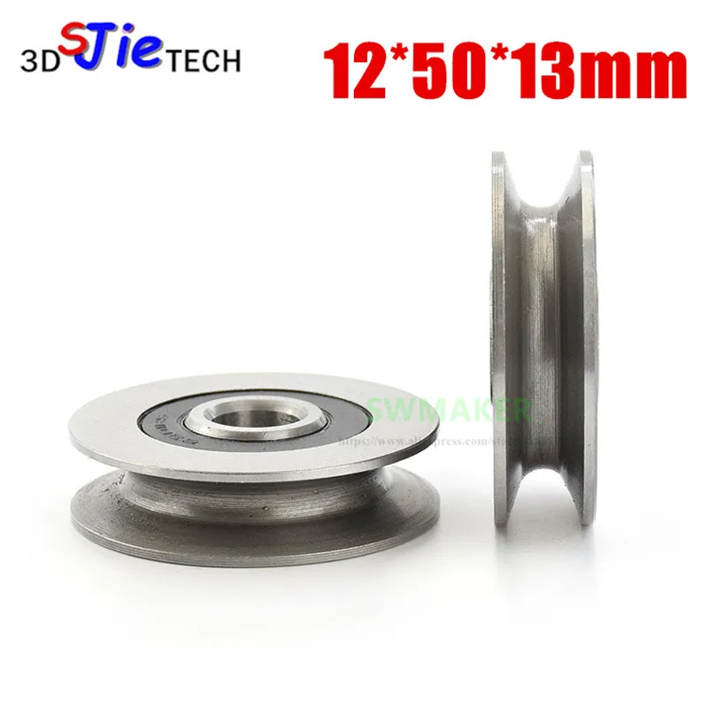 12*50*13mm U grooves V round bottom 6301RS bearings, bearing steel, 5cm pulley, 6mm guide wheel, wire rope lifting wheel