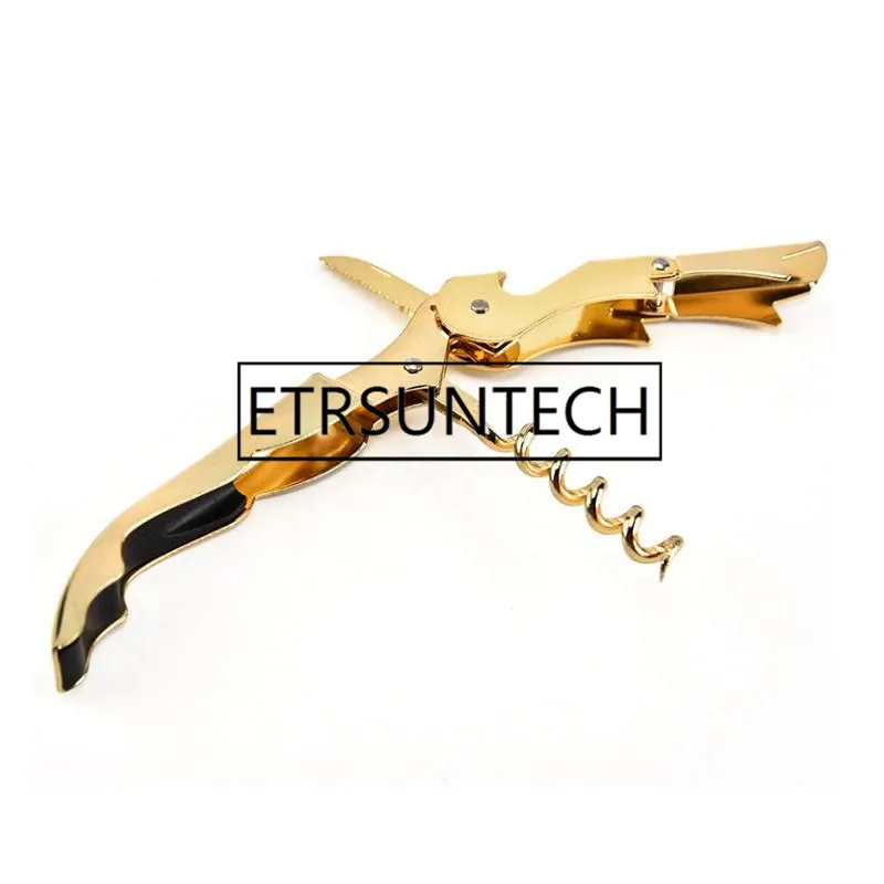 100pcs Luxury Golden Stainless Steel Wine Bottle Opener Multi-function Knife Screw Wine Corkscrew Party Bar Tool Gift