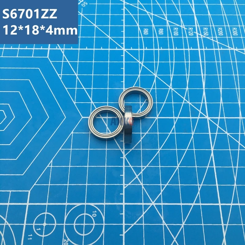 

Free Shipping 10pcs ABEC-5 S6701ZZ bearing (12*18*4 mm) S6701-2Z ultra-thin stainless steel deep groove ball bearing S61701 Z