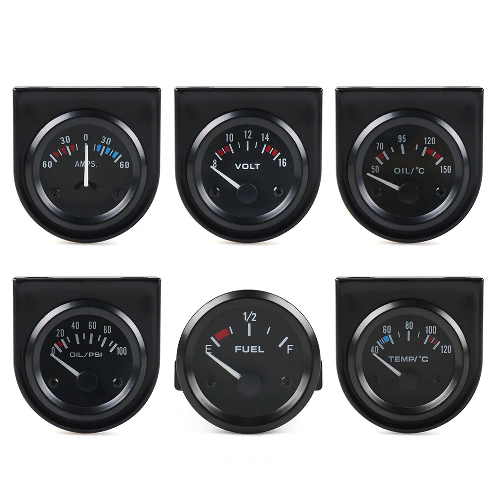 

2 дюйма 52 мм черный измеритель воды, термометр, датчик температуры масла, датчик уровня топлива, измеритель уровня масла, AMP, тройной измеритель, комплект датчиков