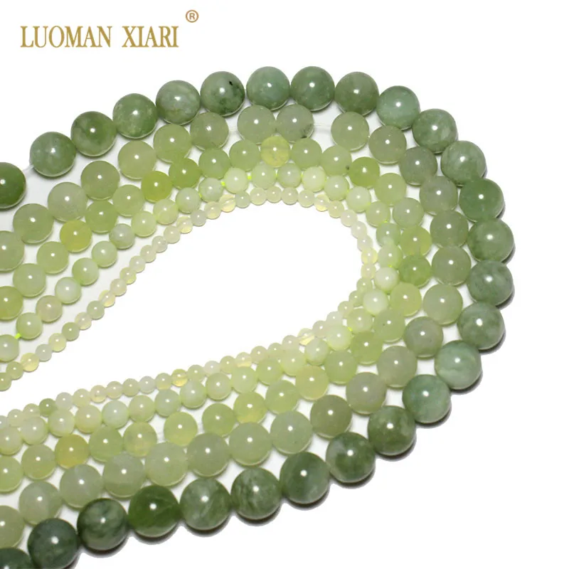 Wholesale Natural Round New Jades Green Loose Stone Beads For Jewelry Making DIY Bracelet Necklace 4/6/8/10/12 mm Strand 15\'\'