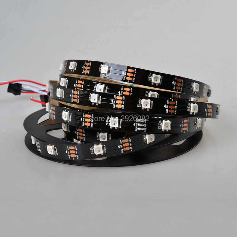 5V WS2812B RGB LED Digital Strip Light 5050 30LEDs/m 30Pixels/m 5M/Roll Black PCB Non-waterproof IP20 Flexible TV Sign Tape Lamp