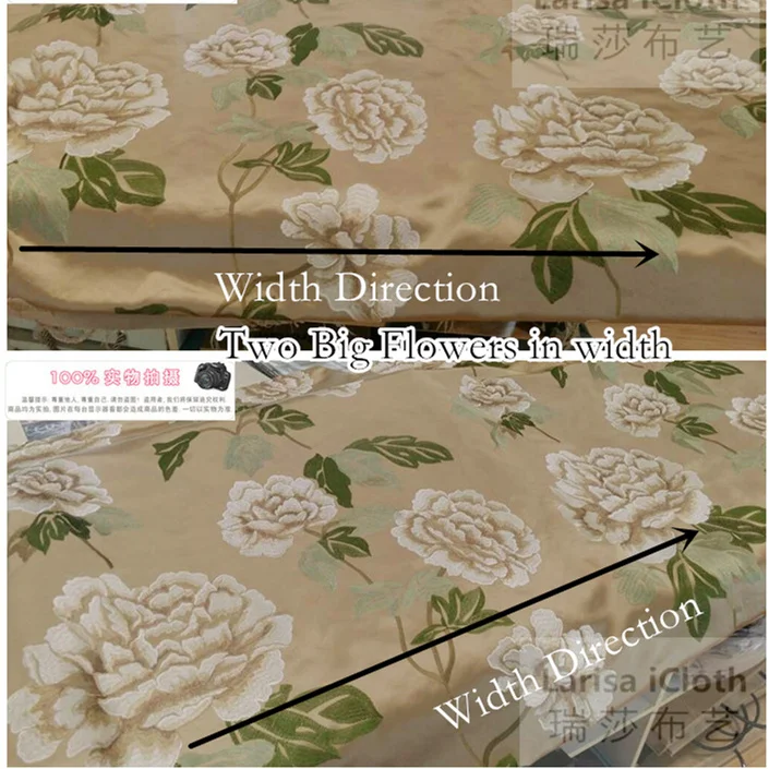 Deluxe Light Choco Big Flower Leaves Embroidery Silk Like Curtain Sofa Chair Pillow Upholstery Fabric 140cm Width sell by meter