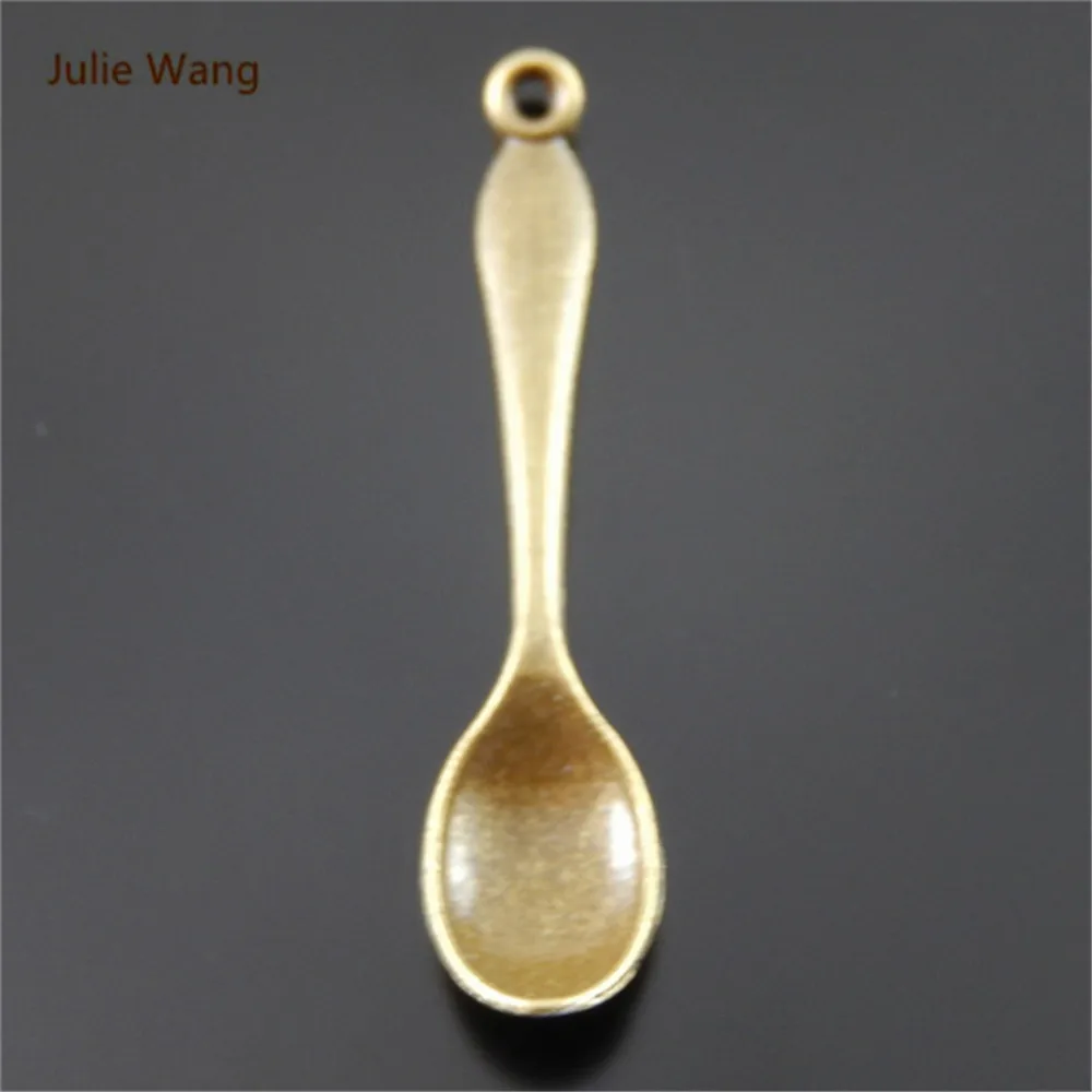 Julie Wang 5-30PCS Spoon Charms Alloy Antique Bronze Mini Hanging Jewelry Making Pendant Charm Suspension Accessory