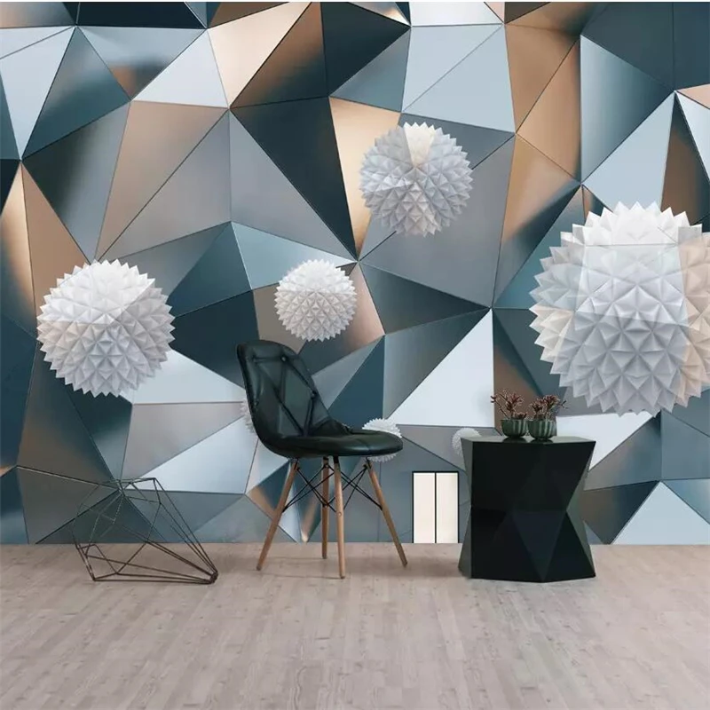 wellyu Modern stereo 3D suspended sphere geometric pattern graphic background wall custom large mural green wallpaper