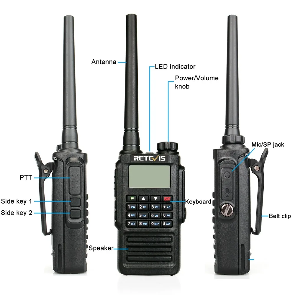 Imagem -04 - Walkie Talkie à Prova Dágua Radioamador Rádio Bidirecional 5w Vhf Uhf Banda Dupla Analógico Prático ht Caça Airsoft Ip67 Retevis-rt87