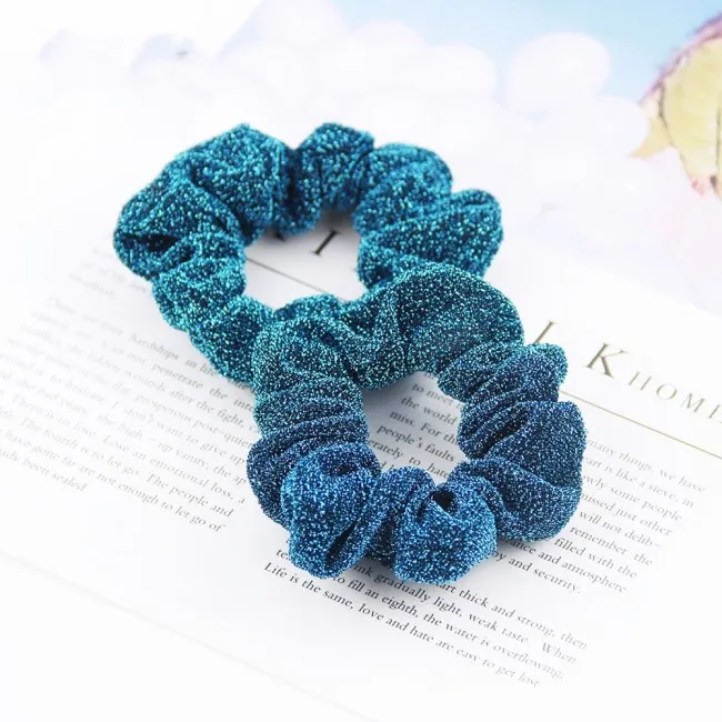 Scrunchies elásticos brilhantes para mulheres, tecido metálico, acessórios doces, 8cm, 1pc