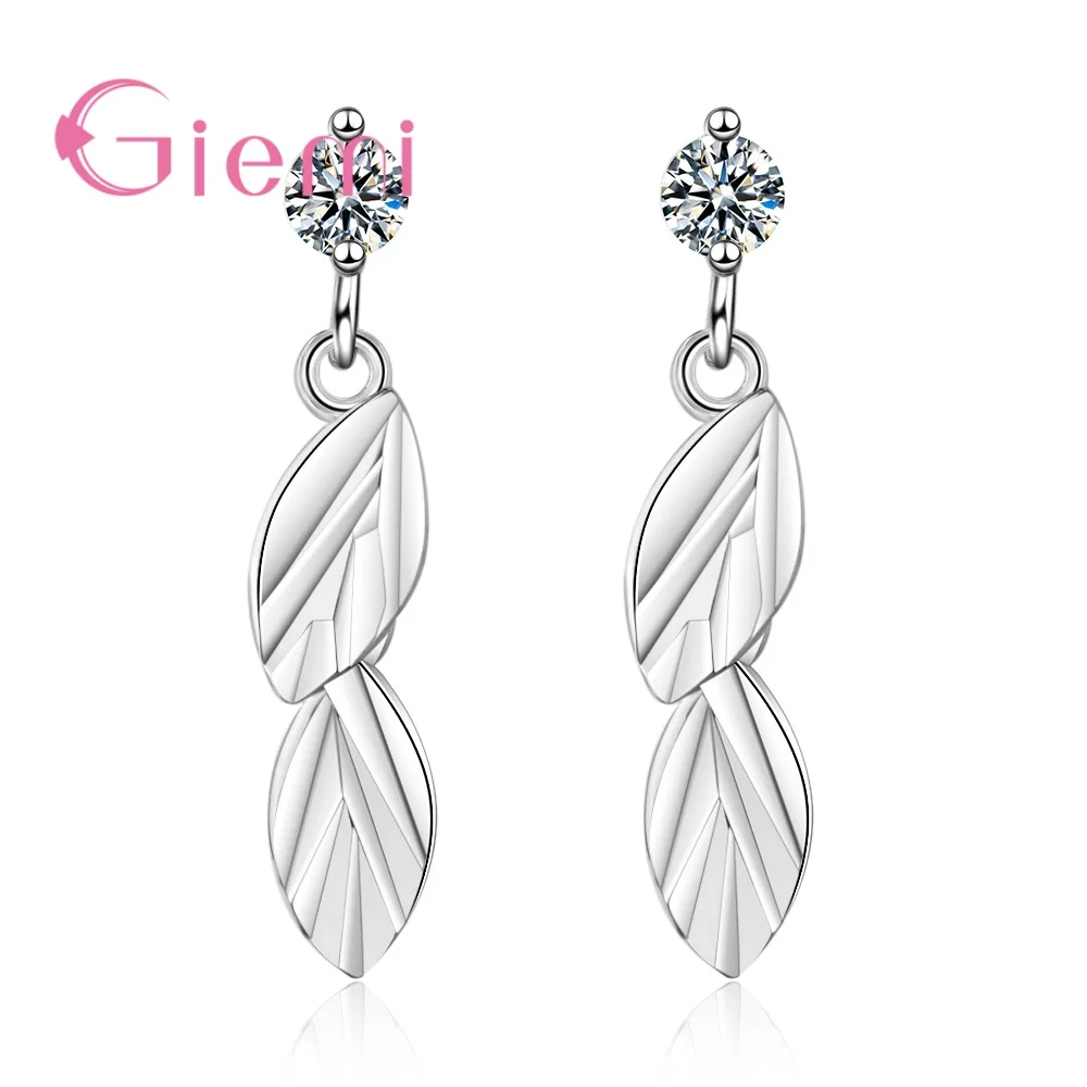

Pure 925 Silver Leaf Earring New Design Bohemian CZ Stone Dangle Drop Earrings Charm Jewelry For Women Pendientes