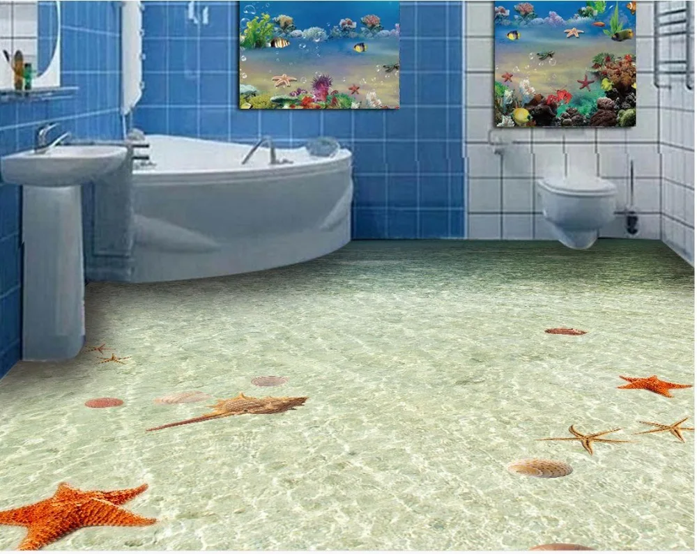 

Beach floor murals in wallpapers Custom Photo self-adhesive 3D floor PVC waterproof floor 3d floor murals