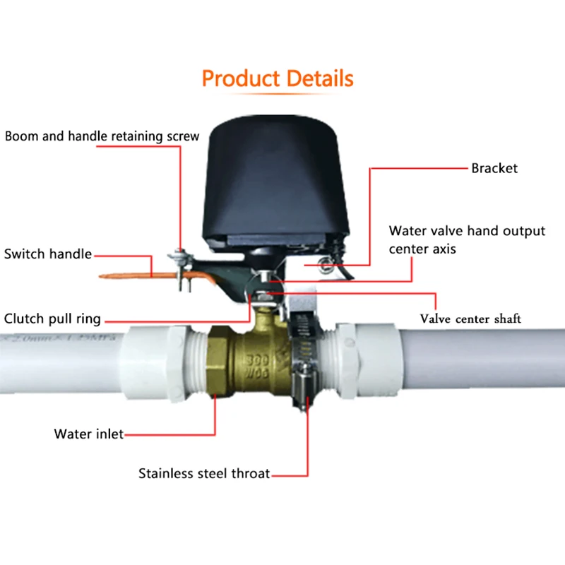 Imagem -05 - Z-wave Mais Controlador de Válvula de Água de Gás Automático Compatível com Detector de Vazamento de Água Sensor de Vazamento de Gás de Alarme Z-wave ue 868.4m