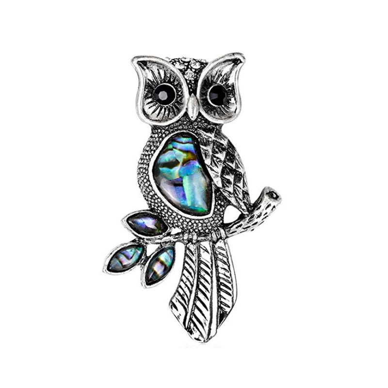 100pcs Fancy Vintage Silver Tone Shell Broaches owl animal for Women Girls Jewelry Brooch Pins for gift/party