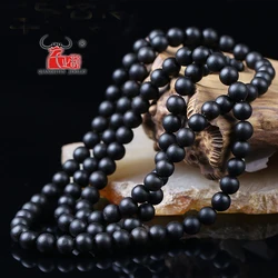 20PCS prayer beads round hand string black buffalo horn vintage hand chain beads DIY handmade necklace bracelet. Hole 1.5mm