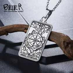 Beier 316L Stainless Steel Viking Tarot pendant necklace The Wheel of Fortune pendant jewelry  LLBP8-219P