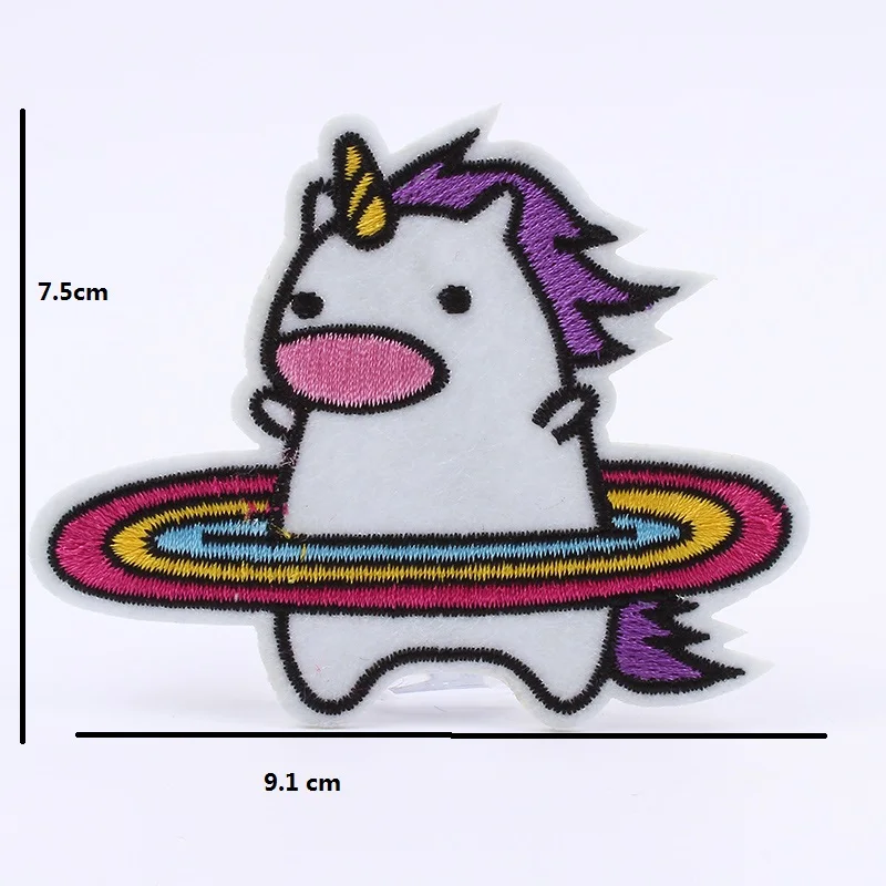 5pcs/lot Iron On Funny Unicorn Patch Embroidered Cartoon Animal Sticker DIY Apparel Appliques Sew On Coats Jeans Bags Pant Badge