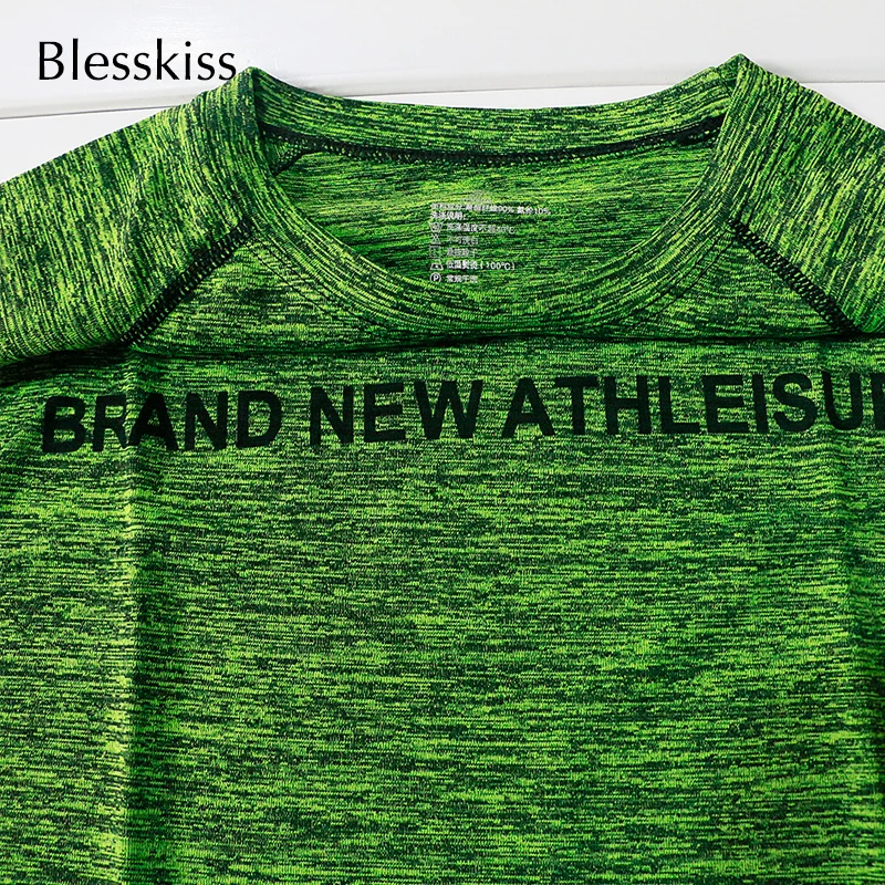 BLESSKISS-Camiseta deportiva XXL para mujer, Top de Yoga, ropa de Fitness, camiseta de entrenamiento de manga corta para mujer, camiseta de neón para correr, talla grande