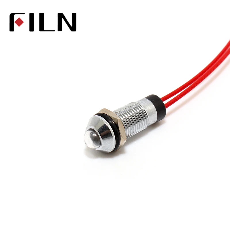 FILN FL1M-8SW-2 8mm red yellow blue green white 12v 110v 24v 220v led metal signal lamp with 20cm cable