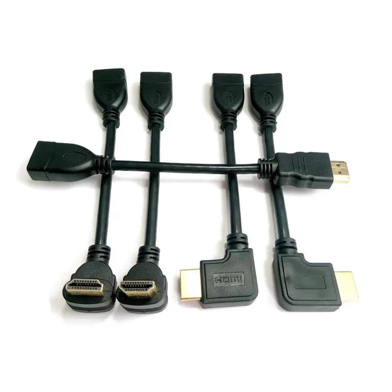 عالية السرعة 90 درجة أعلى وأسفل واليسار واليمين بزاوية HDMI ذكر إلى HDMI أنثى V1.4 كابل للصوت TV 1080P DVD 0.5m