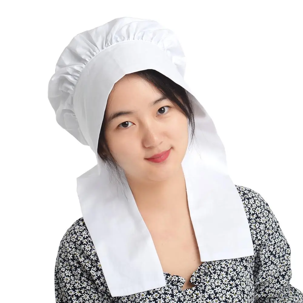 White Bonnet Hat Headdress Women Maid Cosplay Accessory Vintage Maid MOP Headpiece