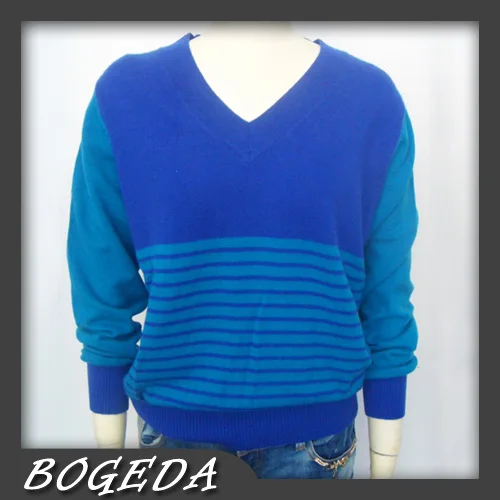 Pure Cashmere Sweater Women Royal Blue Pullover V-neck Lady Sweater Natural Thick Warm High Quality Clearance Sale Free Shipping