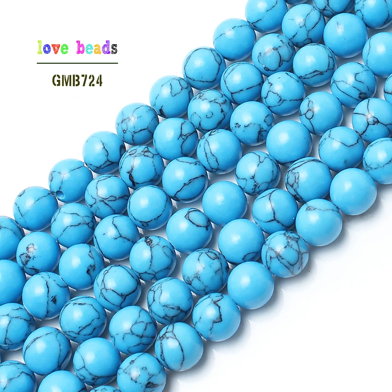 wholesale Dark blue Turquoises Round Beads15.5