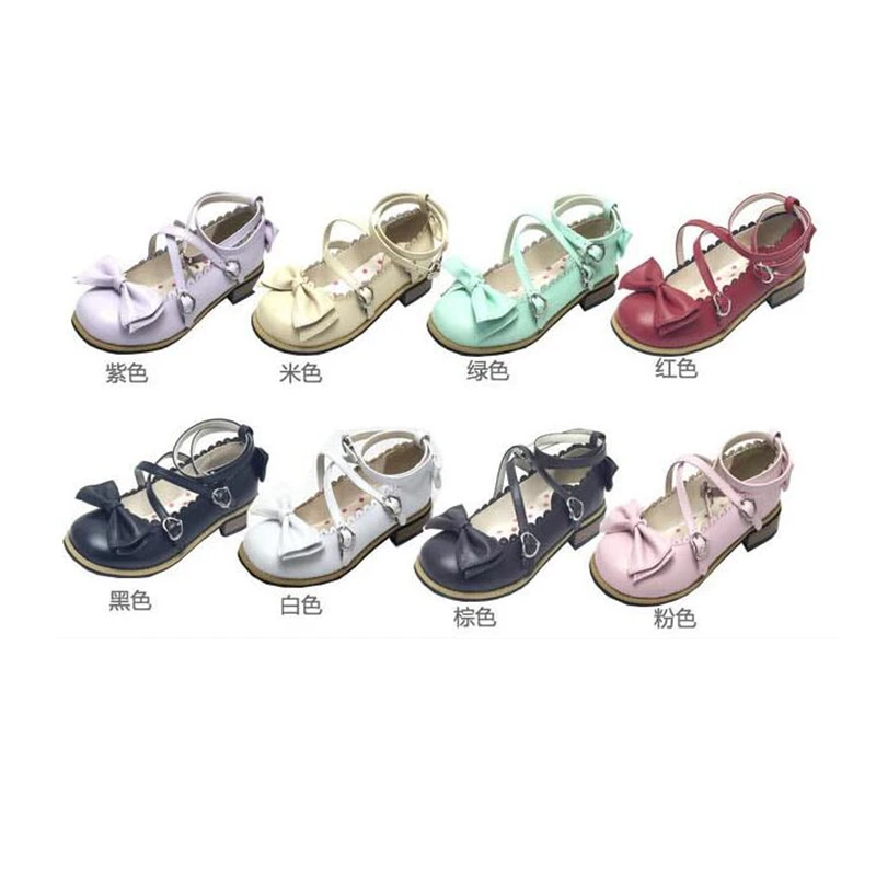 Spring New Lolita Japanese Princess Shoes Sweet Bowknot Flat with Women\'s Shoes Cosplay Shoes Women Summer 2019 Anime Lolita