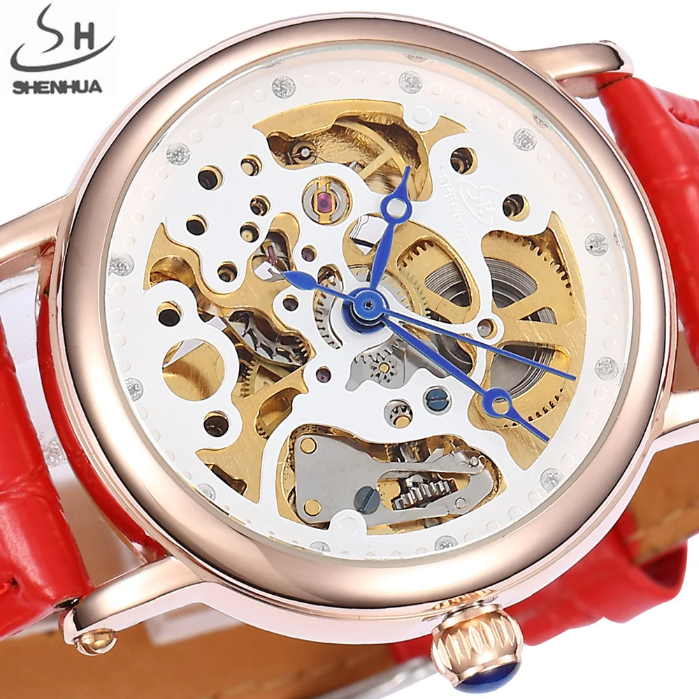 

SHENHUA Skeleton Wristwatches Women Automatic Mechanical Watches Lady Watch Fashion Rhinestone Self Wind Watch Relogio Feminino