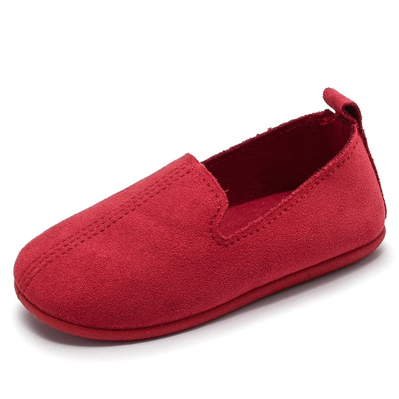 New Spring Autumn 2018 Girls Shoes Size 22-33 Children Party Dress Shoes Girls Solid Color Suede Leather Flat Shoes